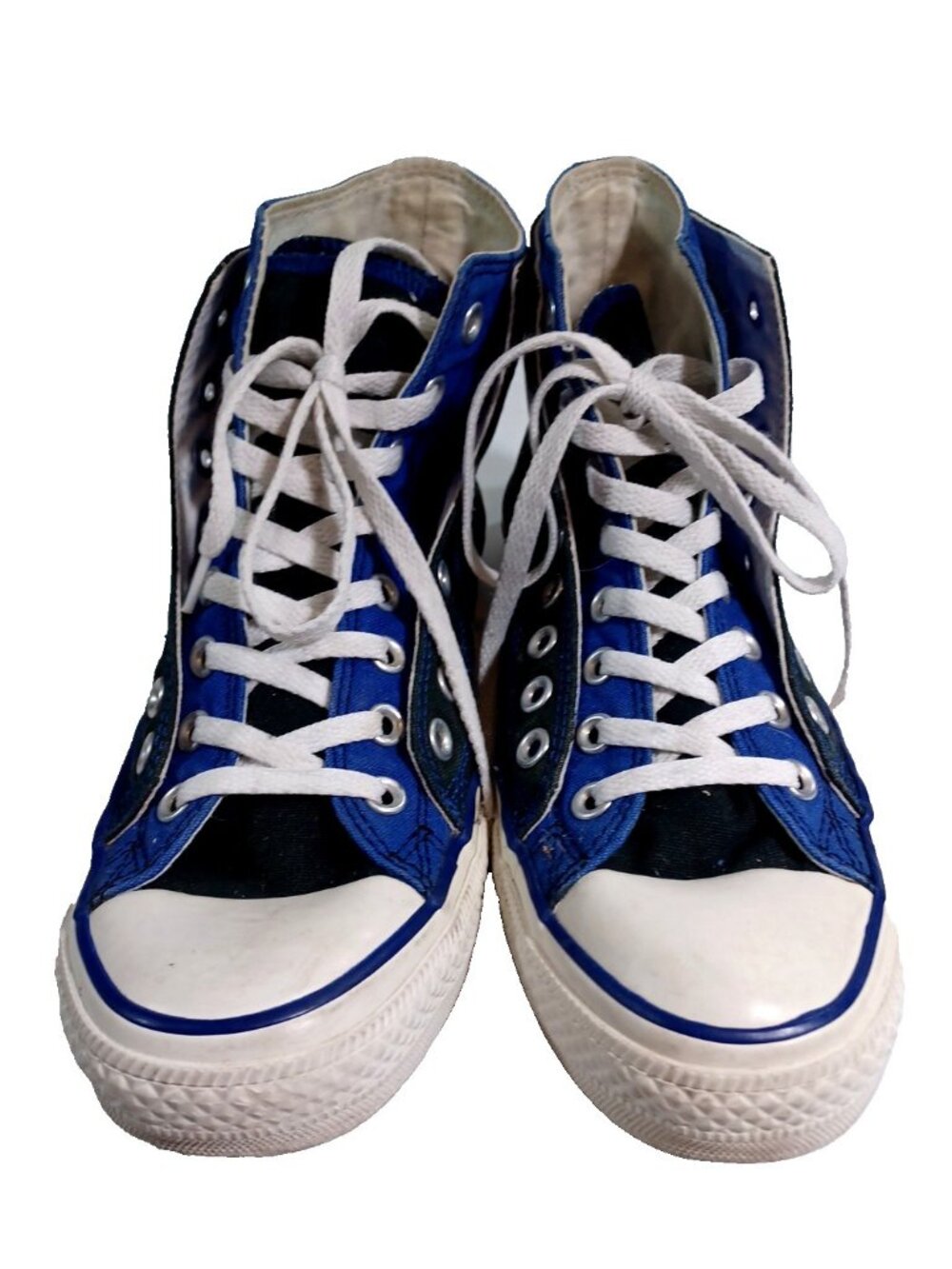 Chuck Taylor Converse Double Upper Hi Tops Black Blue 10 EU 44 - Picture 4 of 6